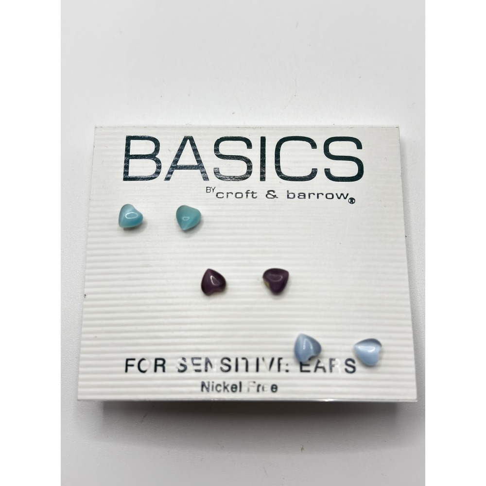 Croft & Barrow Stud Earring Set Womens OS Multicolor Heart Sensitive Ears 3 Pair